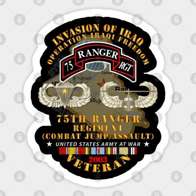 75th Ranger Regiment  - Combat Jump - Assault - OIF - Invasion - 2003 w IRAQ SVC X 300 Sticker by twix123844